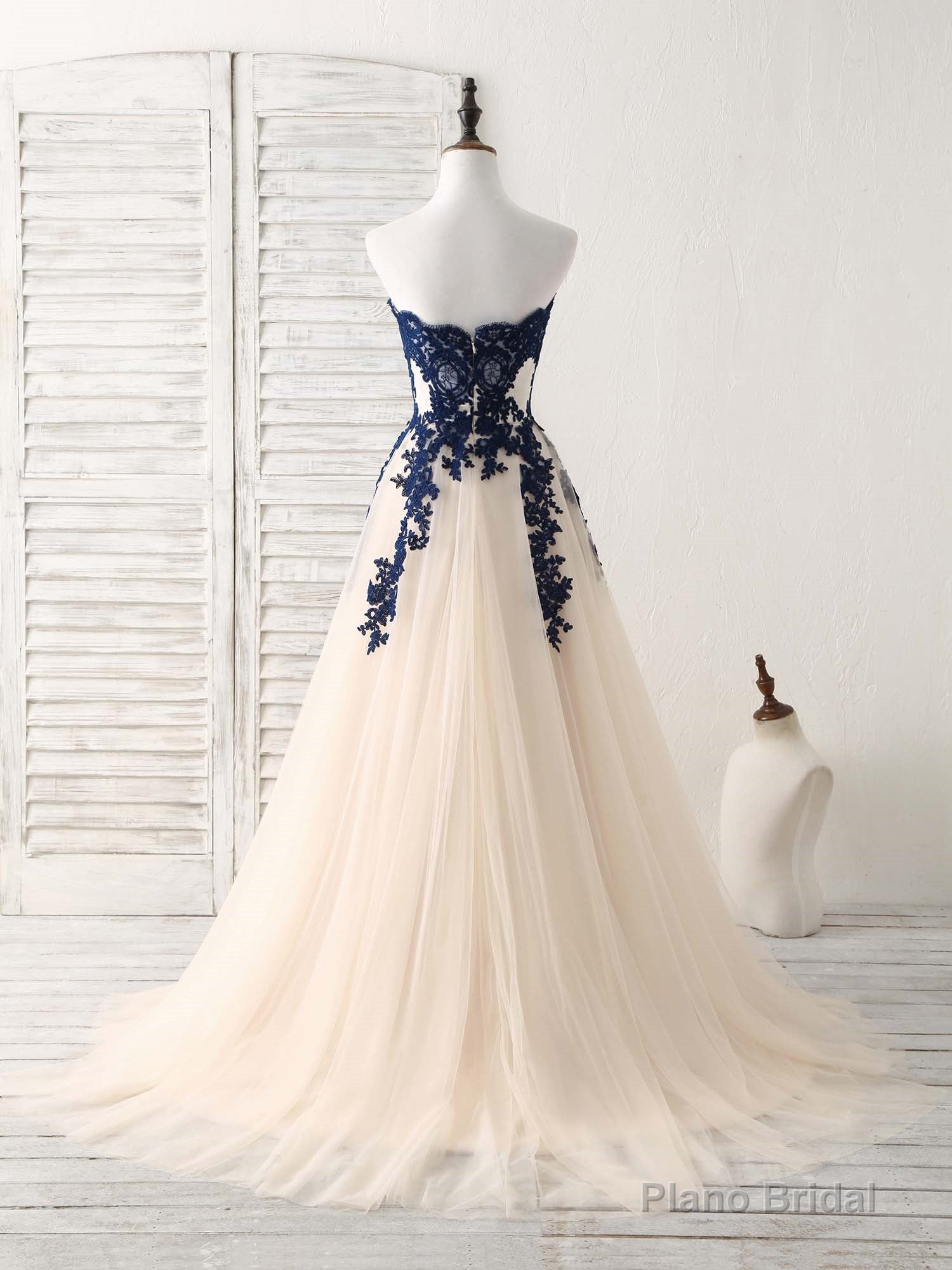 A-Line Sweetheart Tulle Lace Applique Green Long Prom Dress, Bridesmaid Dress