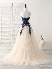 A-Line Sweetheart Tulle Lace Applique Green Long Prom Dress, Bridesmaid Dress