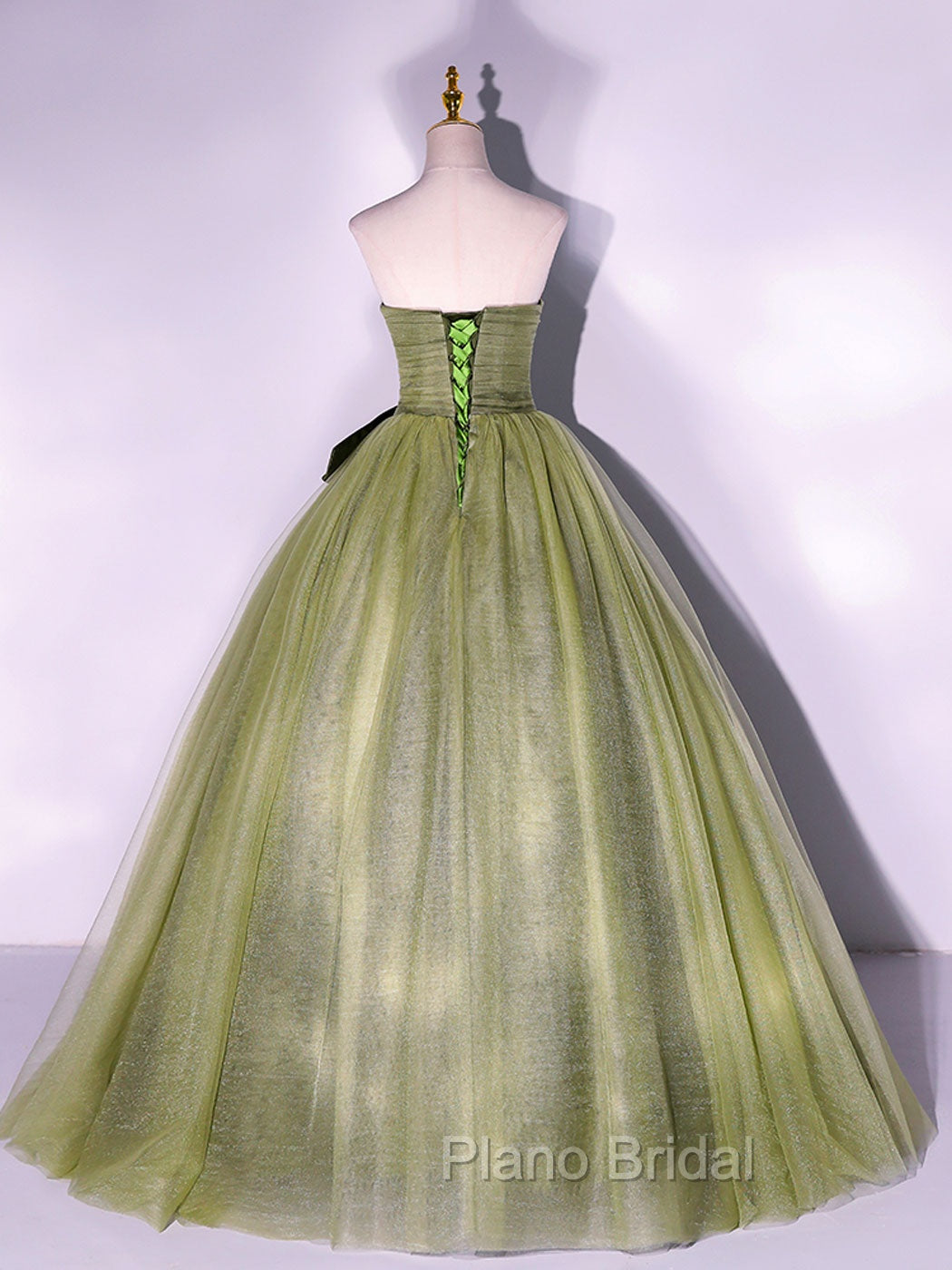 A Line Tulle Green Long Formal Prom Dresses, Green Tulle Evening Party Dresses