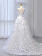 A-Line Tulle Lace Beige Long Formal Prom Dresses, Beige Long Formal Dresses