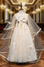 A-Line Tulle Lace Butterfly Champagne Flower Girl Dresses