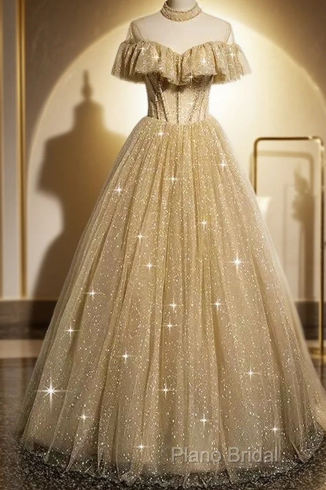 A Line Tulle Long Formal Prom Dresses Main image