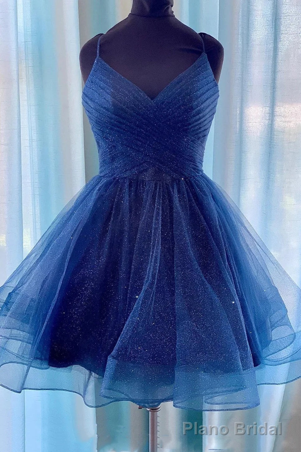 A-line Tulle Spaghetti Straps Cascading Ruffles Corset Short/Mini Dress Main image