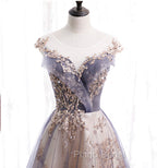 A-line Tulle with Lace Applique Party Dresses Tulle Long Formal Prom Dresses Formal Prom Dresses shops