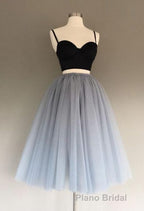 A Line Two Piece Homecoming Dresses Short Tulle Formal Prom Gowns