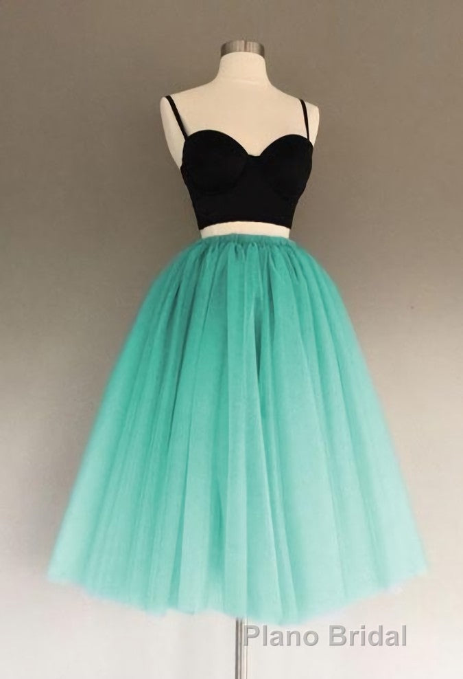 A Line Two Piece Homecoming Dresses Short Tulle Formal Prom Gowns