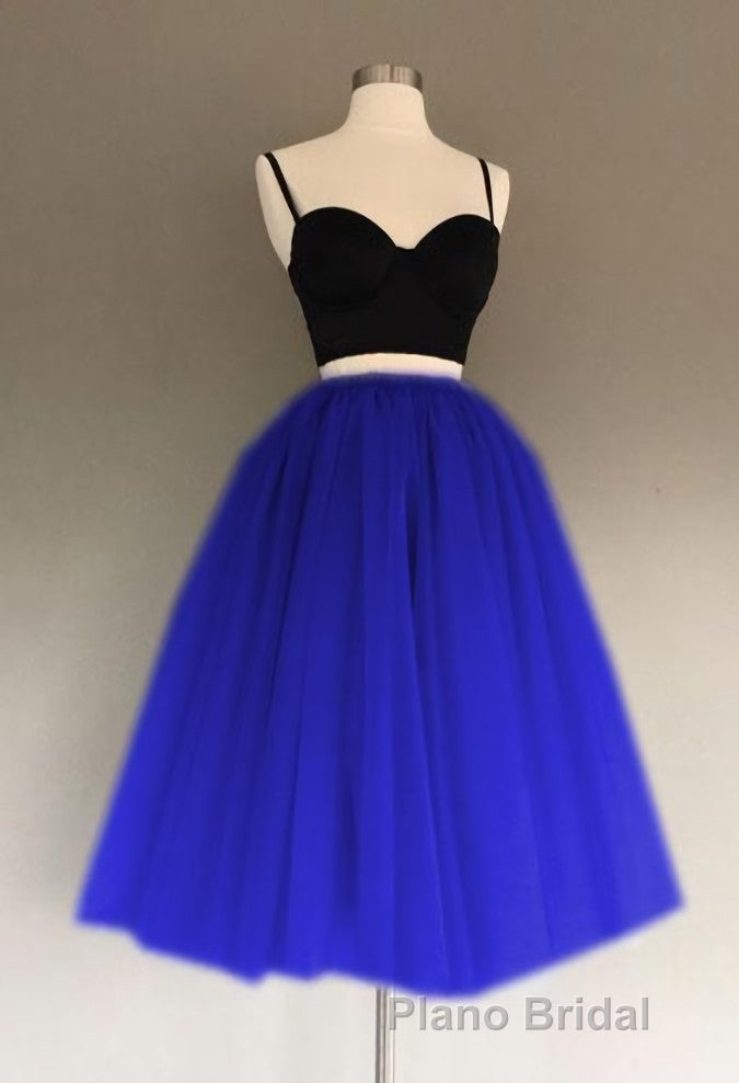 A Line Two Piece Homecoming Dresses Short Tulle Formal Prom Gowns