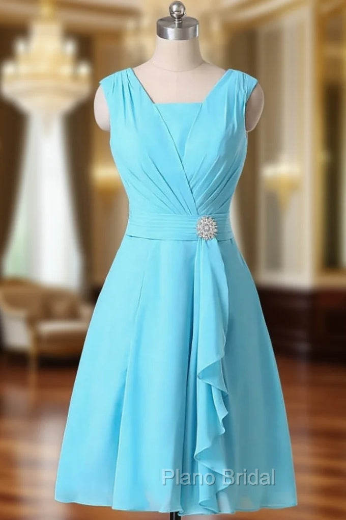 A-line V-neck Chiffon Bridesmaid Dresses Ruched Short Chiffon Dresses Main image
