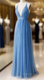 A-Line V Neck Chiffon Long Formal Prom Dresses Formal Dresses Bridesmaid Dresses