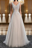 A Line V Neck Gray Floral Long Formal Prom Dresses, V Neck Gray Long Floral Formal Bridesmaid Dresses