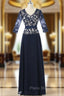 A-line V-neck Half Sleeves Navy Blue Mother Of The Bride Dresses