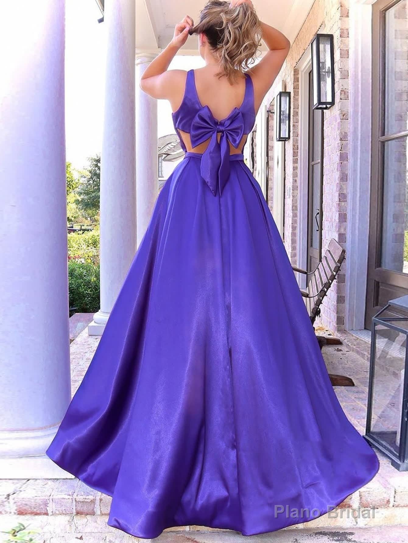 A Line V Neck Long Purple Prom Dress Secondary image