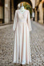 A-Line V-Neck Long Sleeves Long Chiffon Bridesmaid Dresses With Split Side Pockets