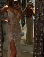 A-line V Neck Prom Dress With Split