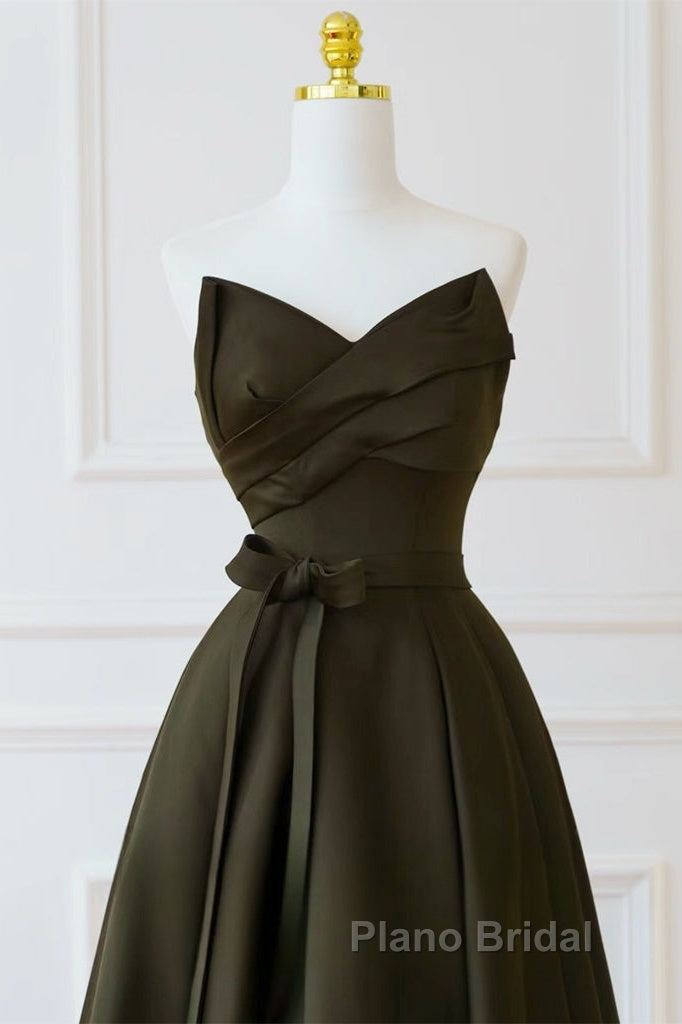 A-Line V Neck Satin Secondary image