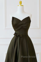 A-Line V Neck Satin