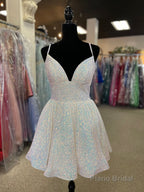 A-line V Neck Sequins Homecoming Dress