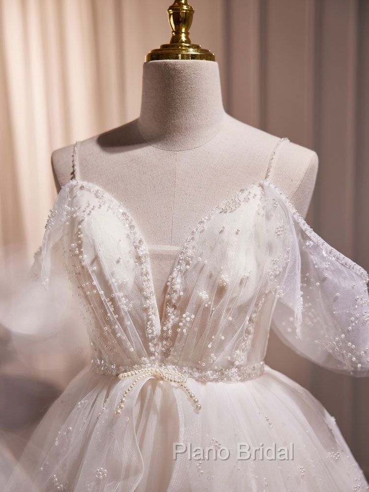 A-Line V Neck Tulle Short Beige Formal Prom Dresses, Cute Beige Homecoming Dresses