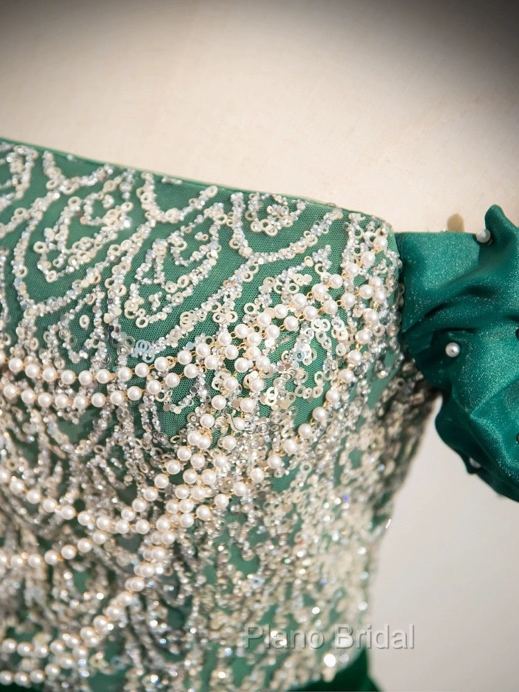 A-Line Velvet Sequin Beads Green Long Formal Prom Dresses, Green Velvet Long Formal Dresses