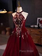 A-Line Velvet Sequin Burgundy Long Formal Prom Dresses Long Formal Dresses December Wedding Guest Dresses