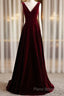 A-Line Velvet V-Neckline Sleeveless Long Party Dresses Formal Prom Dresses Bridesmaid Dresses