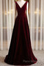 A-Line Velvet V-Neckline Sleeveless Long Party Dresses Formal Prom Dresses Bridesmaid Dresses