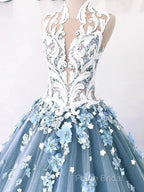 A-Line Vintage Backless Wedding Dresses Tulle High Neck