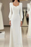 A-Line Vintage White Wedding Dresses Elegance Gown Minimal Long Sleeve Style Bride Dresses