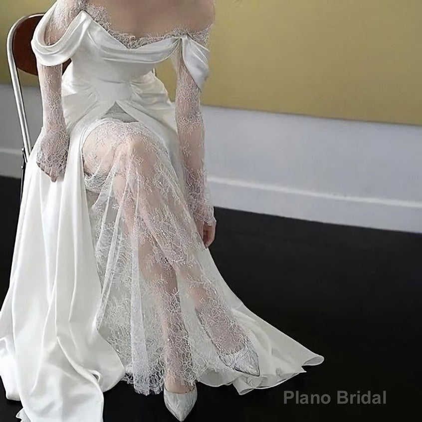 A Line Wedding Dress Long Satin Prom Dresses Secondary image