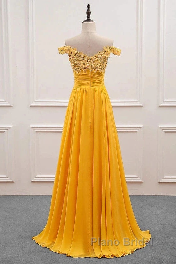 A-Line Wedding Guest Dresses Floral Dresses Formal Prom Sweep / Brush Train Sleeveless Off Shoulder Chiffon With Appliques Secondary image