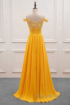 A-Line Wedding Guest Dresses Floral Dresses Formal Prom Sweep / Brush Train Sleeveless Off Shoulder Chiffon With Appliques