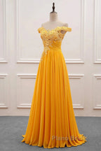 A-Line Wedding Guest Dresses Floral Dresses Formal Prom Wedding Party Sweep / Brush Train Sleeveless Off Shoulder Chiffon With Appliques