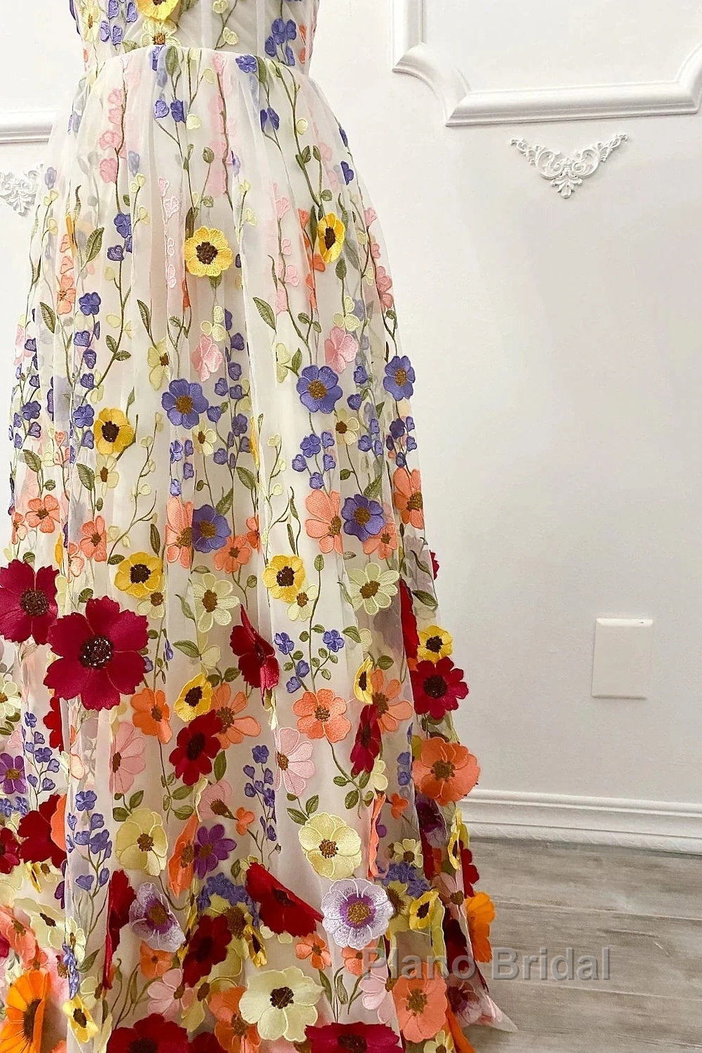 A-Line Wedding Guest Dresses Floral Dresses Wedding Guest Floor Length Sleeveless Illusion Neck Wednesday Addams Family Cotton Backless With Embroidery Appliques