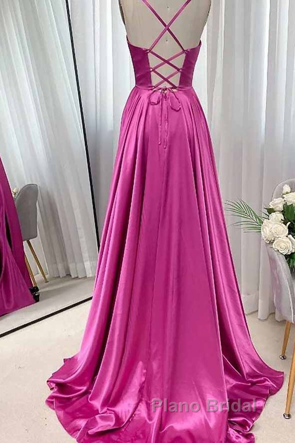 A-Line Wedding Guest Dresses Sexy Dresses Party Wear Sweep / Brush Train Sleeveless Sweetheart Cotton Backless Crisscross Back With Glitter Ruched Strappy Secondary image