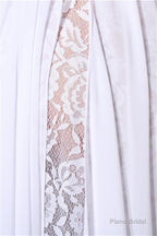 A-line White Evening Dresses Straps Chiffon Long Formal Dresses