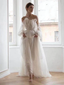 A Line White Long Organza Formal Prom Dresses Formal Dresses