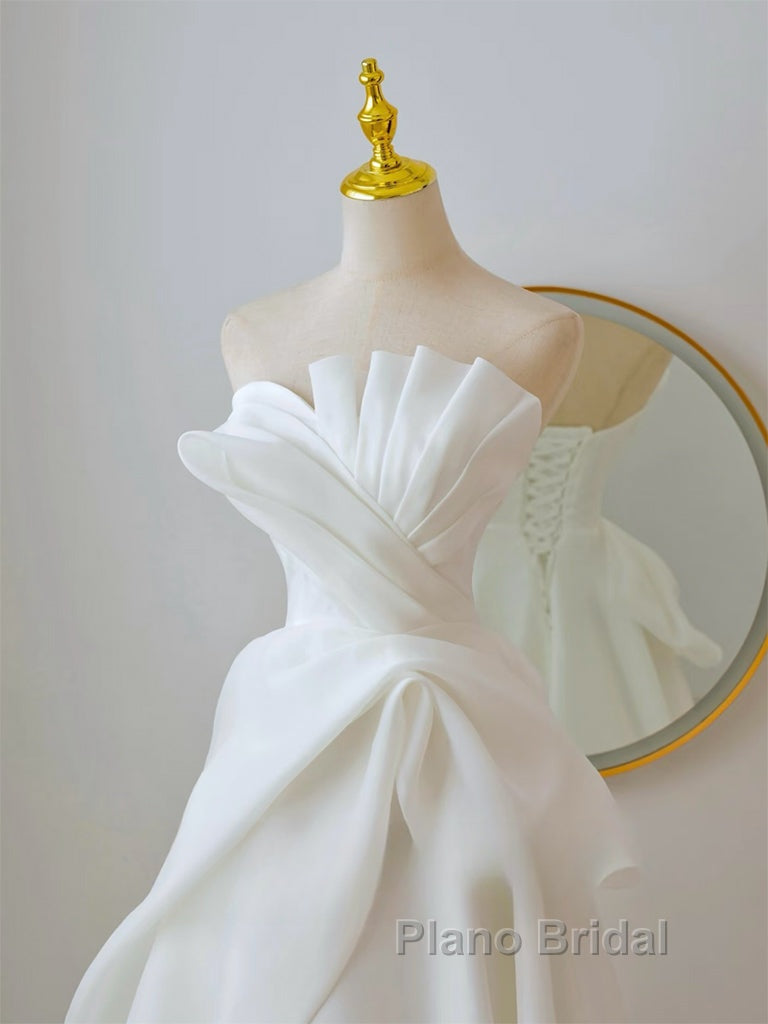 A-Line White Organza Long Formal Prom Dresses, White Long Formal Dresses Secondary image
