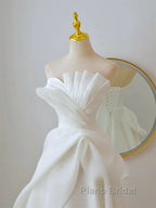 A-Line White Organza Long Formal Prom Dresses, White Long Formal Dresses