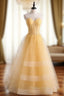 A-Line Yellow Tulle Sweetheart Formal Prom Dresses