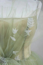 A-Shaped Tight Fitting Corset With Sage Green Chiffon On The Back Long Adult Dresses Sage Formal Prom Dresses