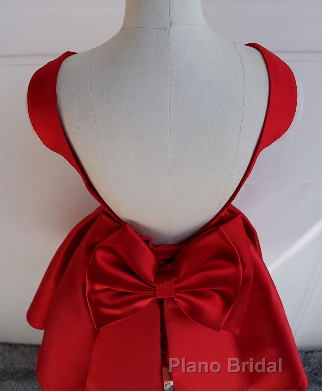 Cute A Line Satin Short Formal Prom Dresses, With Bow Evenig Dresses