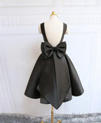 Cute A Line Satin Short Formal Prom Dresses, With Bow Evenig Dresses