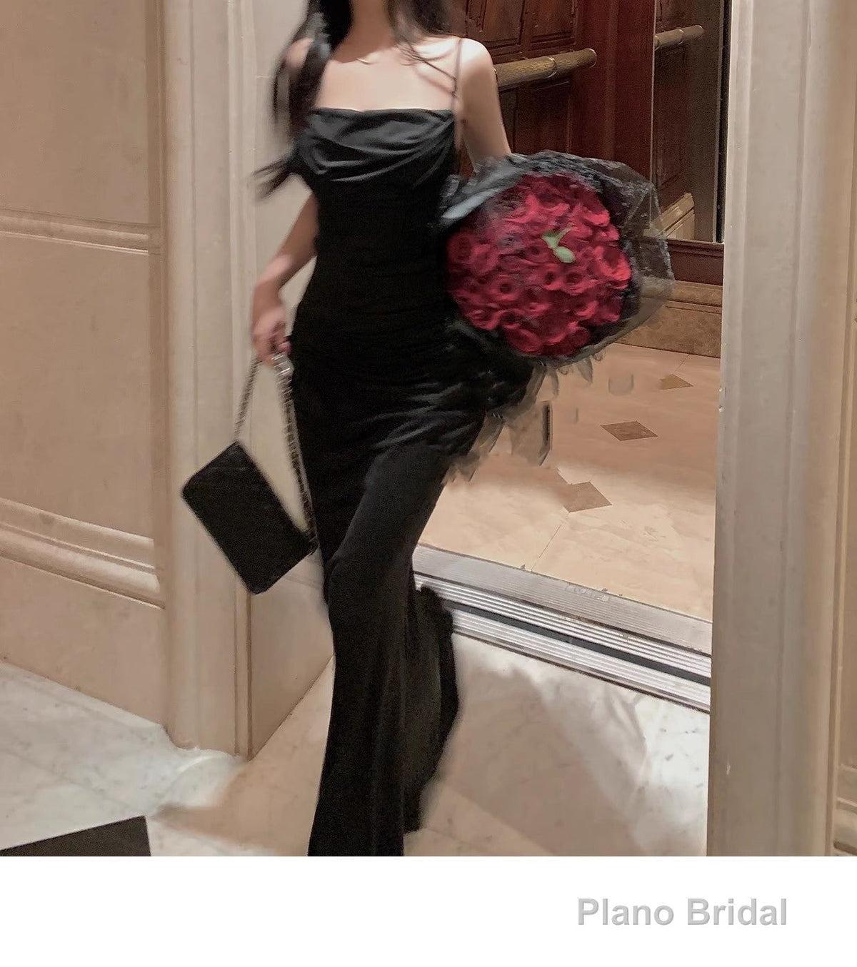 Women Elegant Bodycon Mermaid Prom Dress Summer Strap Evening Party Dress