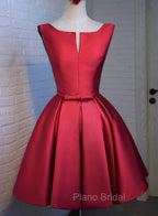 Adorable Cute Wine Red Satin Short Formal Prom Dresses , New Party Dresses