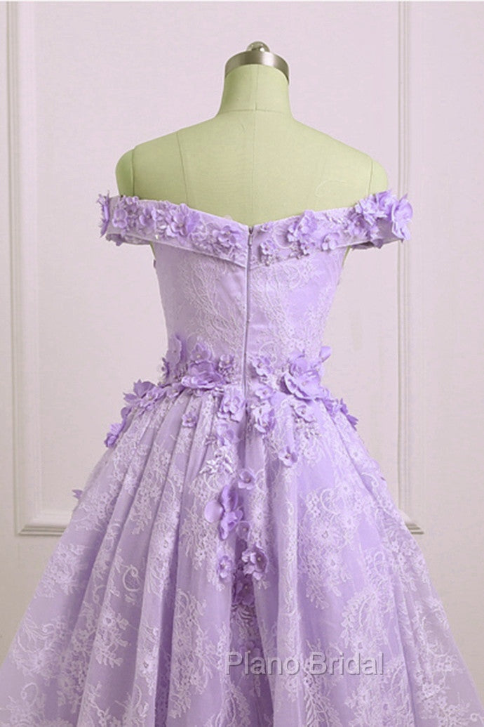 Adorable Lace Light Purple High Low Homecoming Dresses, Cute Sweetheart Formal Prom Dresses