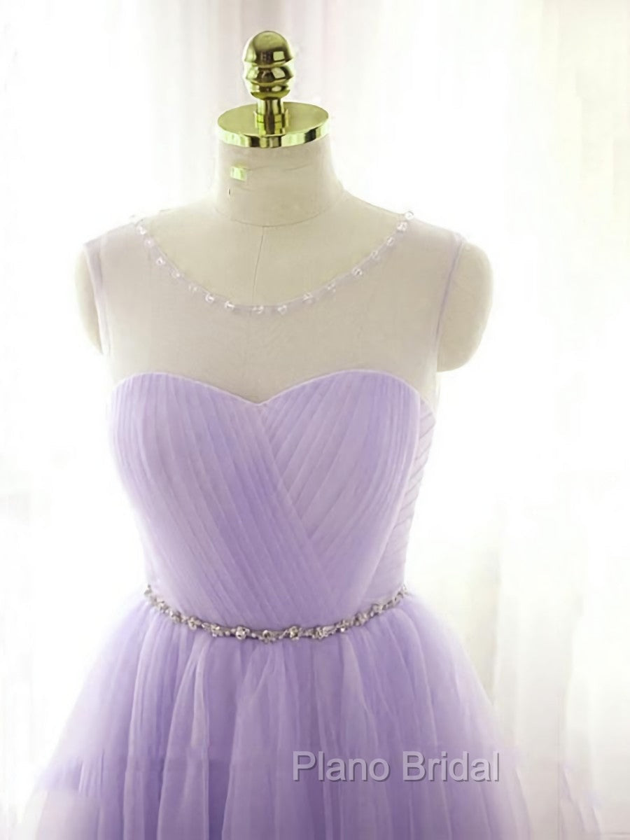 Adorable Light Purple Round Neckline Beaded Short Formal Prom Dresses, Cute Homecoming Dresses Secondary image