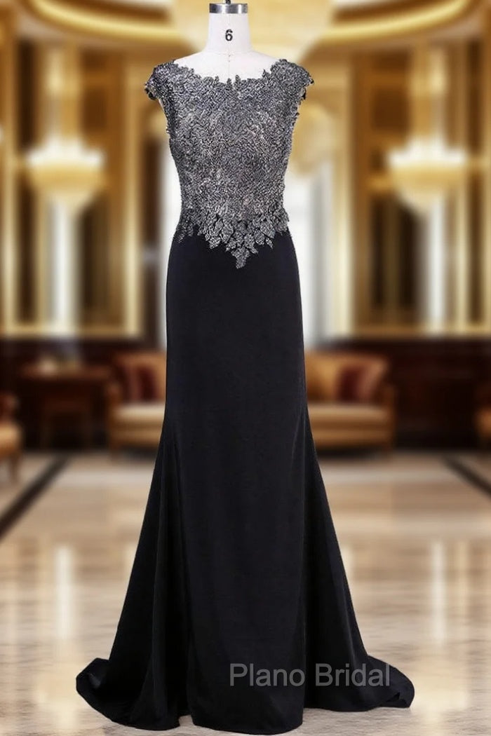 Advanced Mother of the bride Pant Suit Black With Scoop-Neck Cap Sleeve Beading Main image