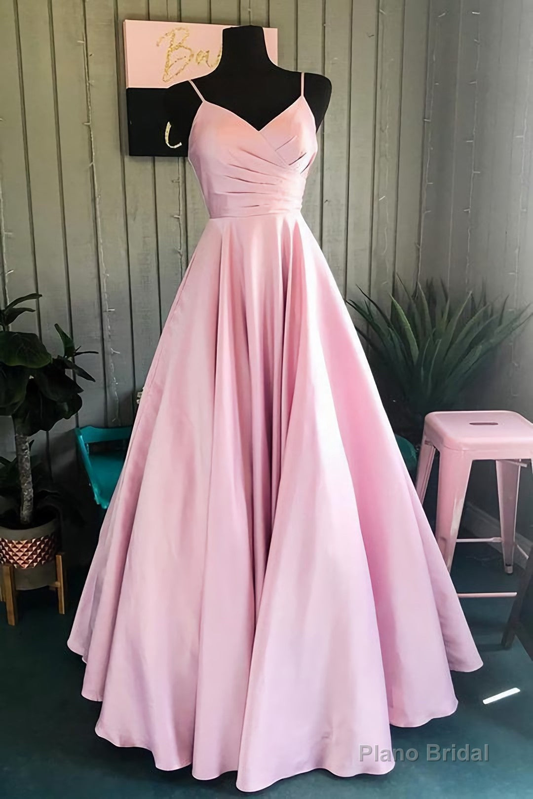 Elegant Pleated A Line Pink Customized Floor Length Long Prom Dress, Ae893 Secondary image