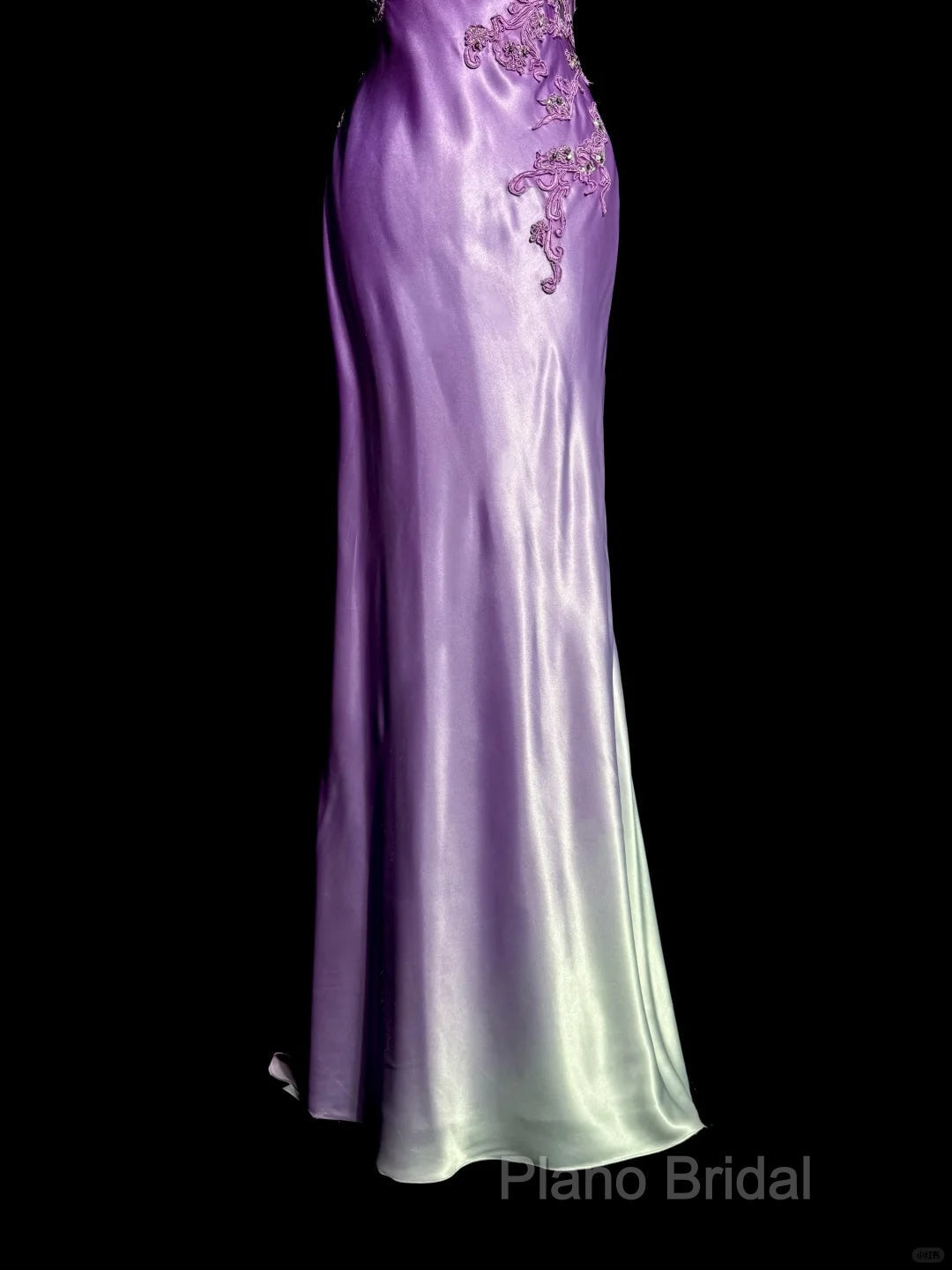 Aesthetic A Line Halter Neckline Lilac Satin Formal Prom Dresses Ruffle Long Party Dresses