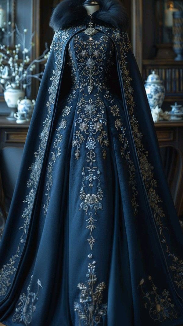 Aesthetic Ball Gown High Neckline Navy Blue Party Dresses Long Formal Prom Dresses Formal Evening Dresses Main image